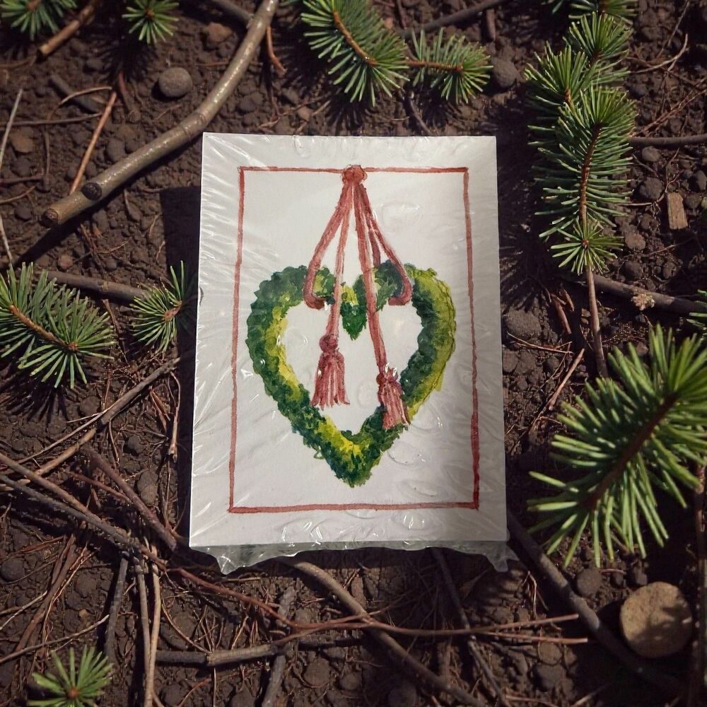 Odd Balls Vintage Small Gift Tags Note Cards - Heart Wreath - Bulk Pack Of 50